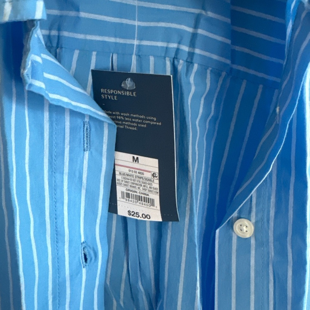 NWT Blue Striped Oversized Buttondown Shirt - Picture 3 of 8
